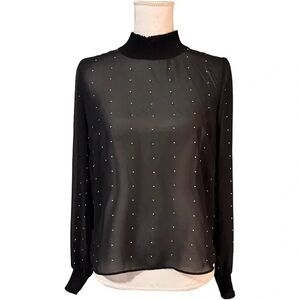 PRICE DROP Bloomingdale’s Bar III Mesh Blouse with Tiny Dot Details!